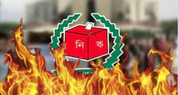 Fire at Polling Center in Patuakhali